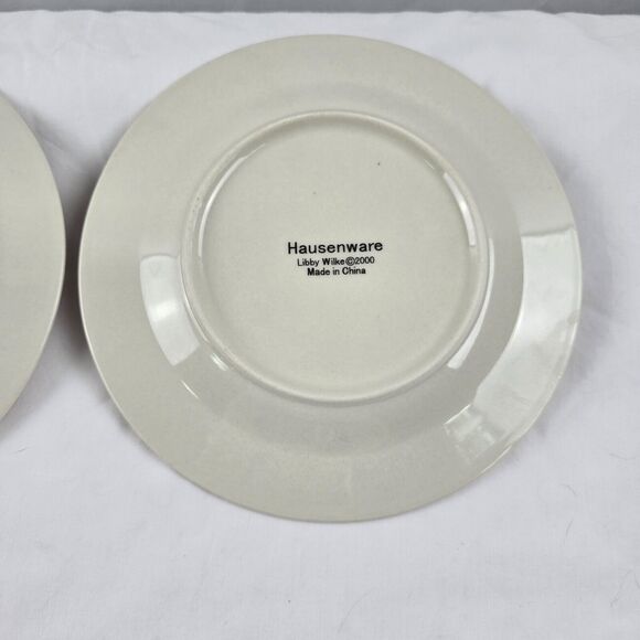 Hausenware 8" Dessert Plates Set of 2 Pine Trees Decor 2000 Libby Wilke Ceramic - Picture 6 of 7